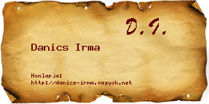 Danics Irma névjegykártya